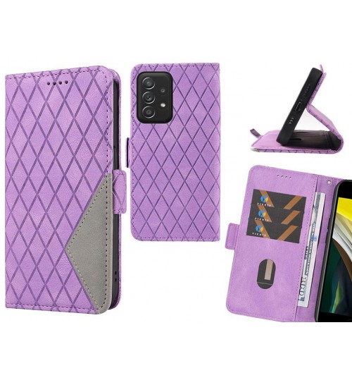 Samsung Galaxy A52 Case Grid Wallet Leather Case - Purple