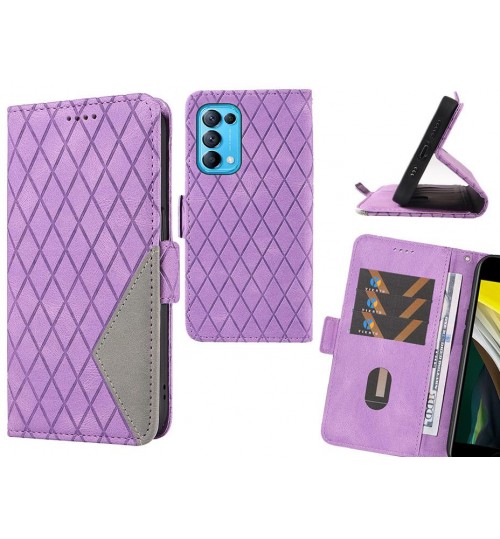 Oppo Find X3 Lite Case Grid Wallet Leather Case - Purple
