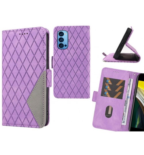 Oppo Reno 4 Pro Case Grid Wallet Leather Case - Purple