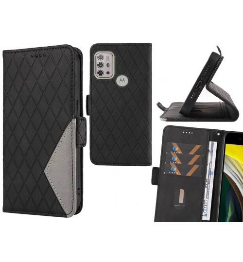 Moto G10 Case Grid Wallet Leather Case