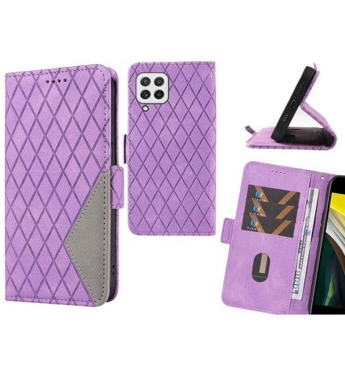 Samsung Galaxy A22 4g Case Grid Wallet Leather Case - Purple