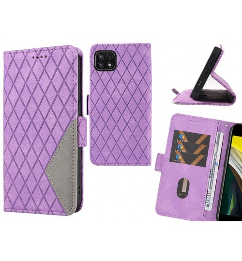 Samsung Galaxy A22 5g Case Grid Wallet Leather Case - Purple