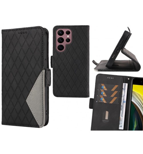 Samsung Galaxy S22 Ultra Case Grid Wallet Leather Case