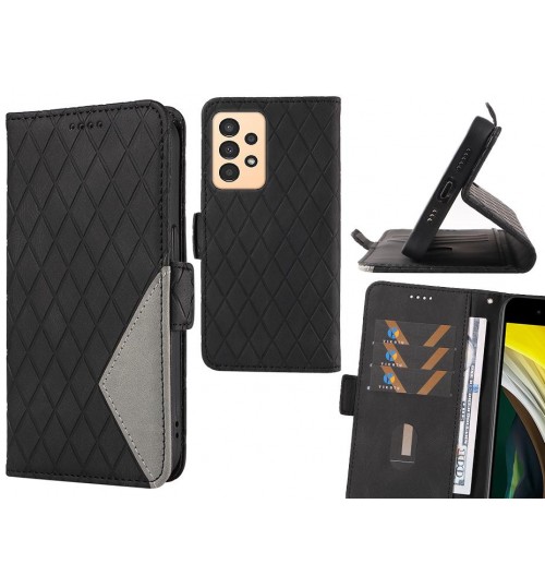 Samsung Galaxy A13 Case Grid Wallet Leather Case - Black