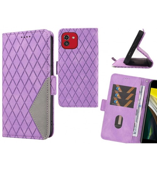 Samsung Galaxy A03 Case Grid Wallet Leather Case - Purple
