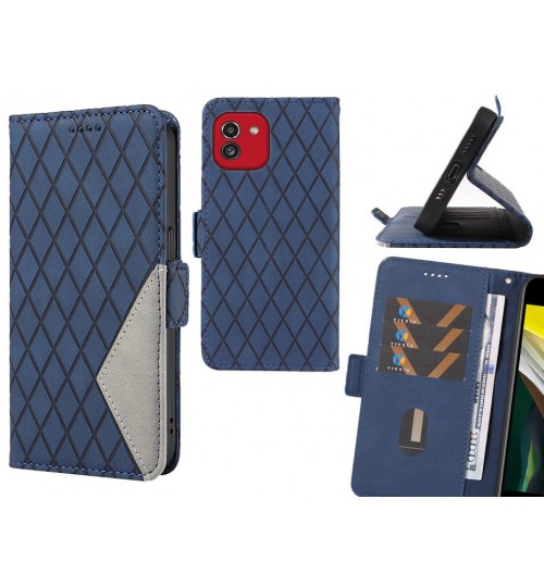 Samsung Galaxy A03 Case Grid Wallet Leather Case - Blue