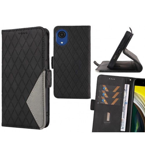 Samsung Galaxy A03 Core Case Grid Wallet Leather Case - Black