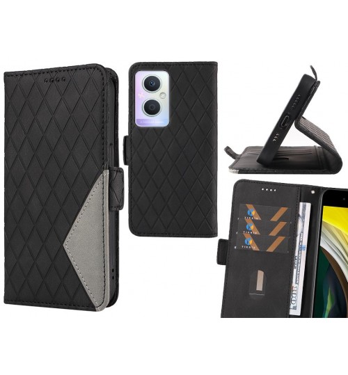Oppo A96 Case Grid Wallet Leather Case