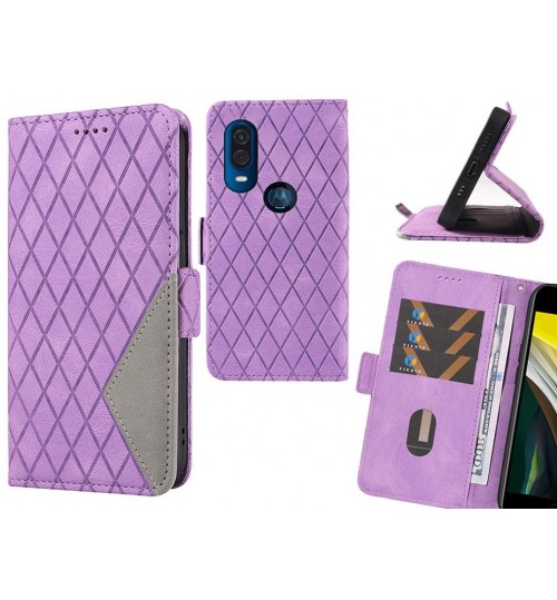 Motorola One Vision Case Grid Wallet Leather Case