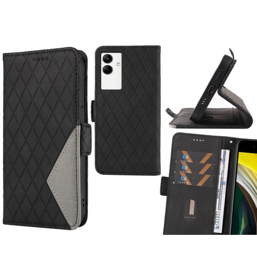 Samsung Galaxy A04 Case Grid Wallet Leather Case - Black