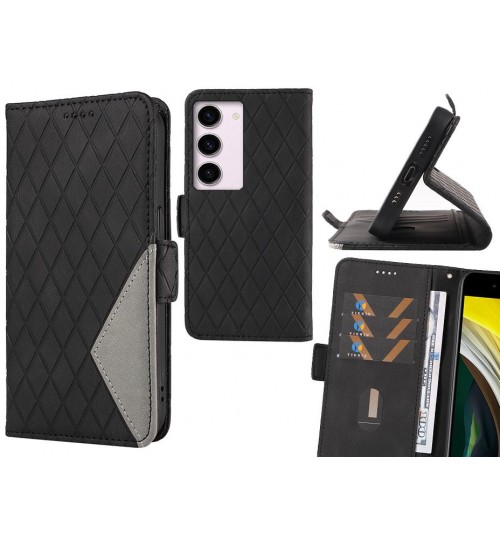 Samsung Galaxy S23 Case Grid Wallet Leather Case - Black