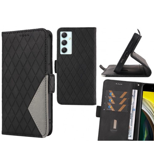 Samsung Galaxy A34 Case Grid Wallet Leather Case - Black