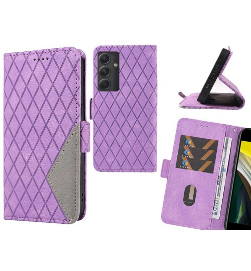 Samsung Galaxy A54 5g Case Grid Wallet Leather Case - Purple