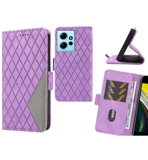Xiaomi Redmi Note 12 4g Case Grid Wallet Leather Case - Purple