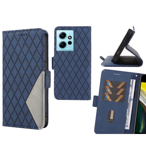 Xiaomi Redmi Note 12 4g Case Grid Wallet Leather Case - Blue