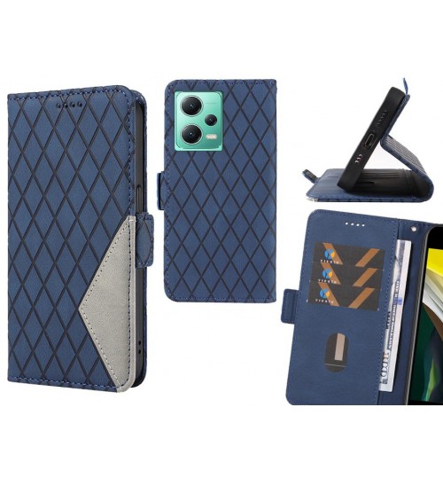 Xiaomi Redmi Note 12 5g Case Grid Wallet Leather Case - Blue