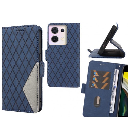 Oppo Reno 8 Case Grid Wallet Leather Case - Blue