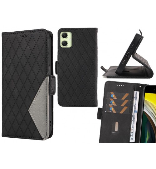 Samsung Galaxy A05 Case Grid Wallet Leather Case - Black