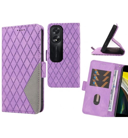 Oppo A38 Case Grid Wallet Leather Case - Purple
