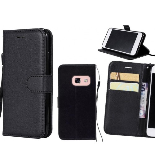 Galaxy A3 2017 Case Fine Leather Wallet Case - Black