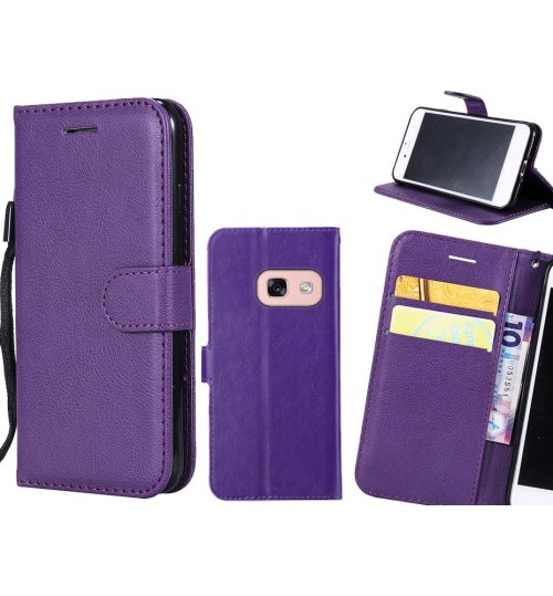 Galaxy A3 2017 Case Fine Leather Wallet Case - Purple