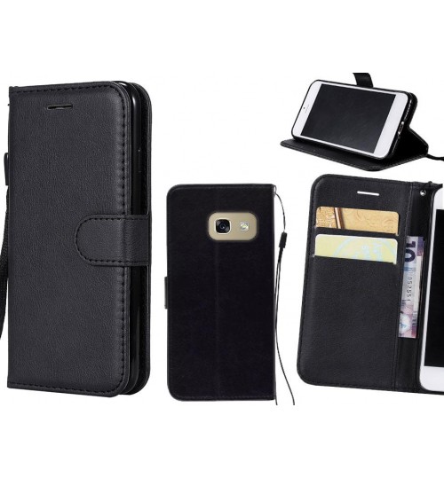 Galaxy A5 2017 Case Fine Leather Wallet Case - Black