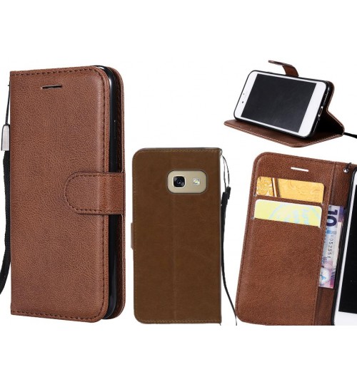 Galaxy A5 2017 Case Fine Leather Wallet Case - Brown