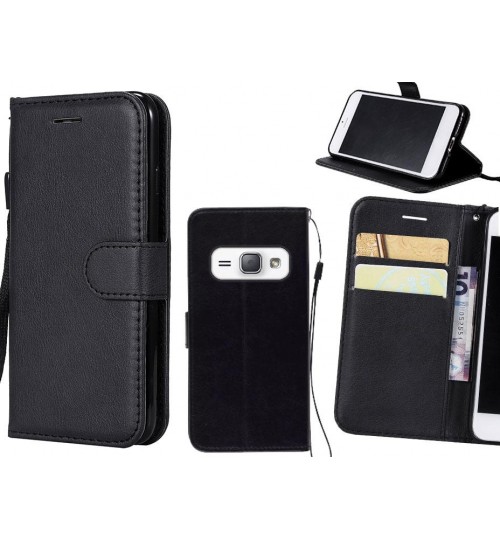 Galaxy J1 2016 Case Fine Leather Wallet Case - Black