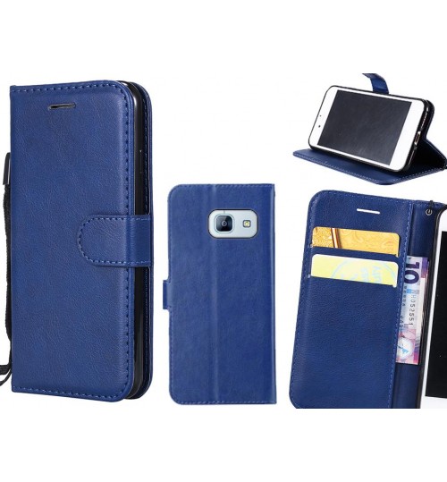 Galaxy A8 2016 Case Fine Leather Wallet Case - Blue