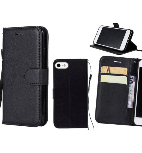 Iphone 5 Case Fine Leather Wallet Case - Black