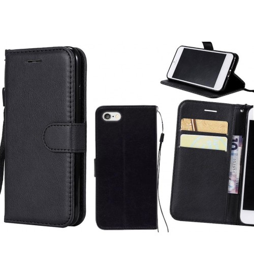 Iphone 6s Plus Case Fine Leather Wallet Case - Black