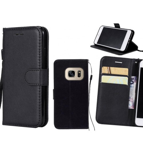 Galaxy S7 Case Fine Leather Wallet Case - Black