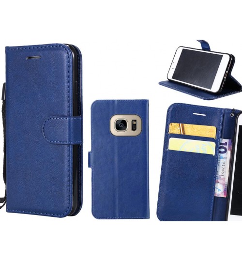 Galaxy S7 Case Fine Leather Wallet Case - Blue