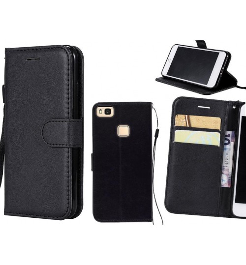 Huawei P9 Lite Case Fine Leather Wallet Case - Black