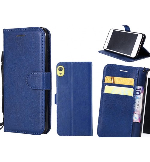 Sony Xperia Xa Case Fine Leather Wallet Case - Blue