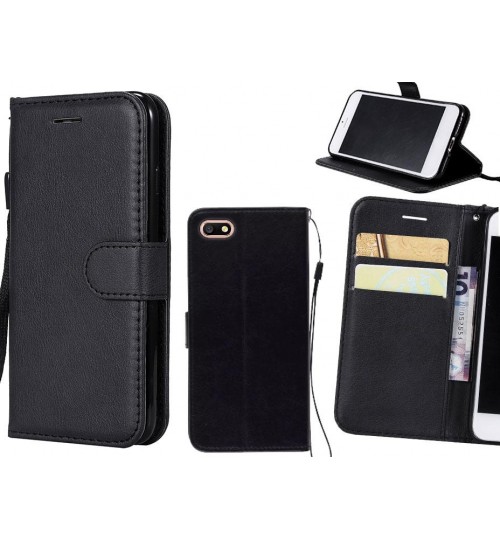 Oppo A77 Case Fine Leather Wallet Case - Black