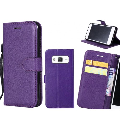 Galaxy J5 Case Fine Leather Wallet Case - Purple