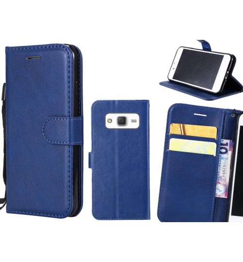 Galaxy J5 Case Fine Leather Wallet Case - Blue