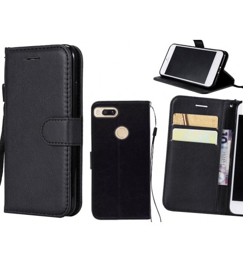 Xiaomi Mi A1 Case Fine Leather Wallet Case - Black