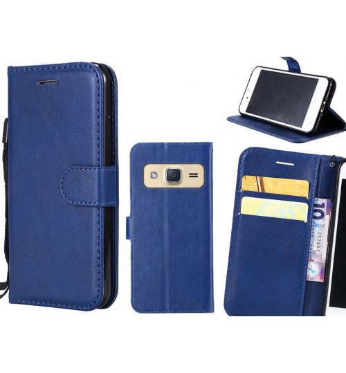 Galaxy J2 Case Fine Leather Wallet Case - Blue