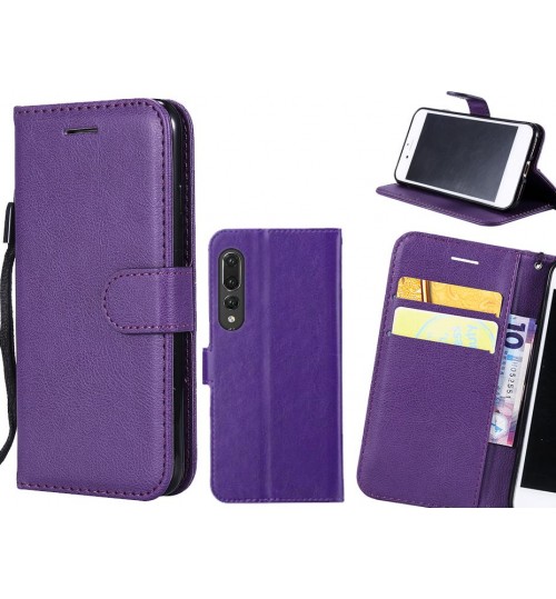 Huawei P20 Pro Case Fine Leather Wallet Case - Purple