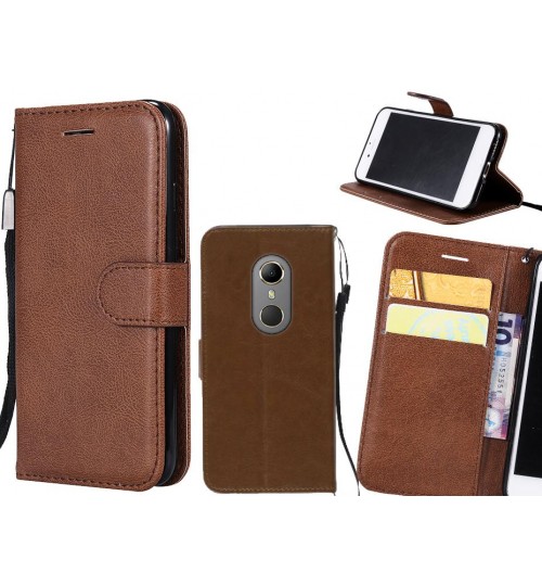 Vodafone N9 Case Fine Leather Wallet Case - Brown
