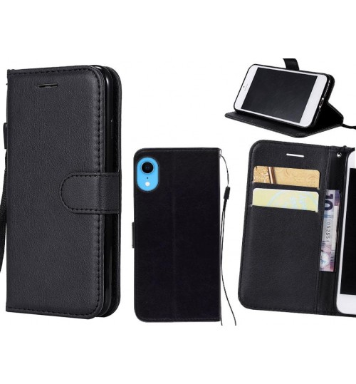 Iphone Xr Case Fine Leather Wallet Case - Black