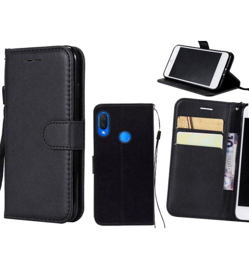 Huawei Nova 3i Case Fine Leather Wallet Case - Black