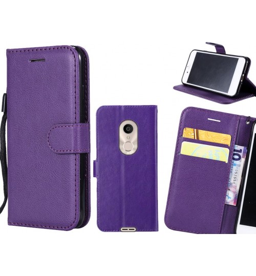 Alcatel 3c Case Fine Leather Wallet Case - Purple