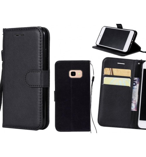 Galaxy J4 Plus Case Fine Leather Wallet Case - Black