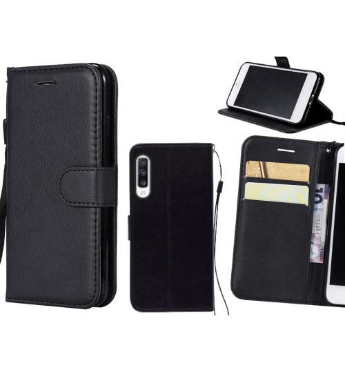 Samsung Galaxy A70 Case Fine Leather Wallet Case - Black
