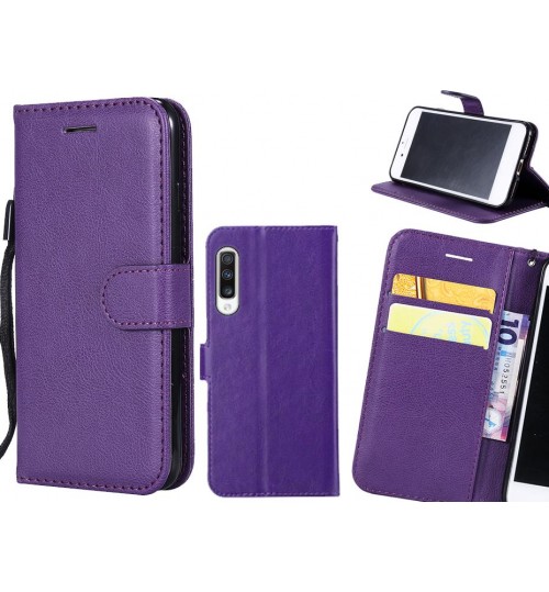 Samsung Galaxy A70 Case Fine Leather Wallet Case - Purple