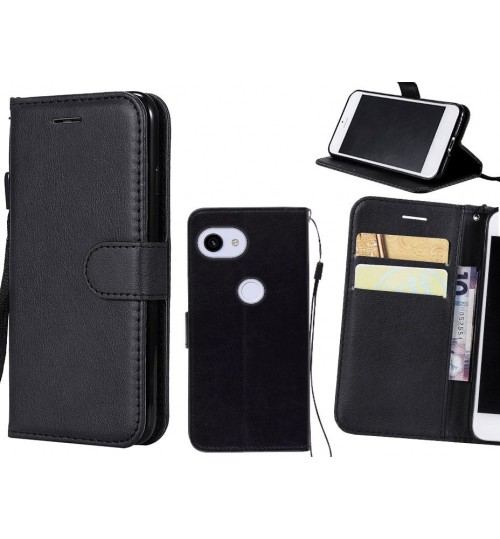 Google Pixel 3a Case Fine Leather Wallet Case - Black