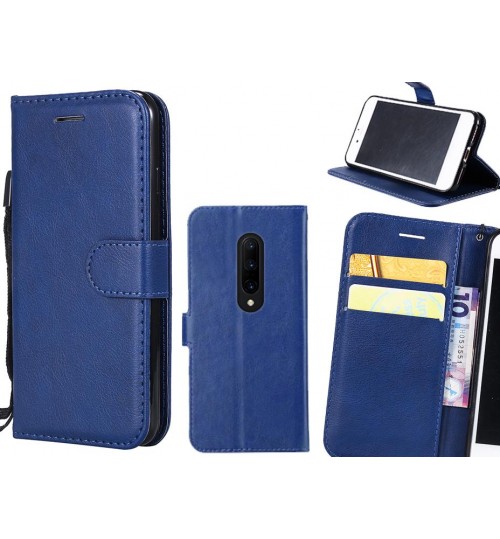 Oneplus 7 Pro Case Fine Leather Wallet Case - Blue